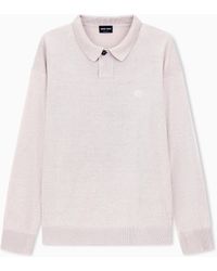 Giorgio Armani - Long-Sleeved, Linen And Lyocell Polo Shirt - Lyst