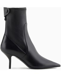 Giorgio Armani - Nappa-Leather Heeled Ankle Boots - Lyst