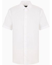 Giorgio Armani - Linen, Short-sleeved, Regular-fit Shirt - Lyst
