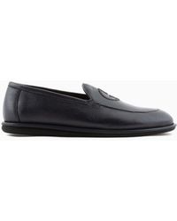 Giorgio Armani - Deerskin Loafers With Embroidered Logo - Lyst