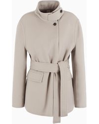 Giorgio Armani - Cashmere Coat With A Belt And Patch Pockets - Lyst