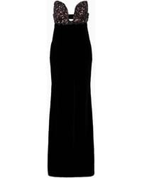 Giorgio Armani - Long Velvet Bustier Dress With Embroidery - Lyst