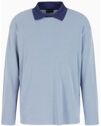 Giorgio Armani - Ribbed Virgin Wool And Cashmere Knitted Polo Shirt - Lyst