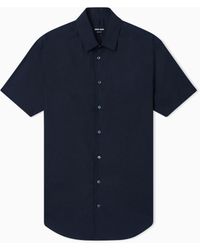 Giorgio Armani - Short-Sleeved, Stretch Plain-Knit Shirt - Lyst