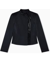 Giorgio Armani - Short Viscose And Silk Jacket With Rhinestone Detail - Lyst