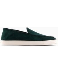 Giorgio Armani - Suede Slip On With Threading And Rubber Sole - Lyst