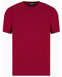 Giorgio Armani - T-shirt Girocollo A Maniche Corte In Jersey Di Viscosa Stretch - Lyst