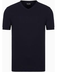 Giorgio Armani - T-Shirt Con Scollo A V Icon - Lyst