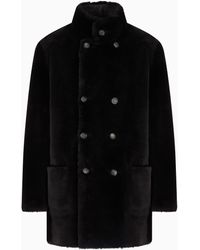 Giorgio Armani - Reversible, Double-Breasted Sheepskin Pea Coat - Lyst