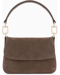 Giorgio Armani - Suede Bag With Flap And Crossbody Strap - Lyst