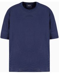 Giorgio Armani - Camiseta Tipo Camisa De Seda Y Viscosa Con Chevrón Degradado En Tejido Jacquard - Lyst