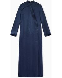 Giorgio Armani - Silk Lamé Dress With High Neck And Asymmetric Detail - Lyst