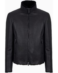 Giorgio Armani - Blouson En Peau De Mouton Avec Fermeture Zippée - Lyst