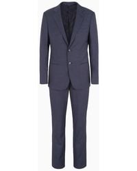 Giorgio Armani - Soho Line Single-breasted Suit In Pinpoint-effect Virgin-wool Serge - Lyst