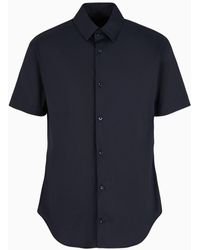 Giorgio Armani - Short-sleeved, Stretch Plain-knit Shirt - Lyst