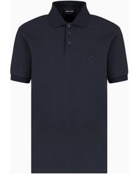 Giorgio Armani - Poloshirt Aus Elastischem Baumwollpikee - Lyst