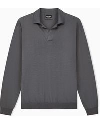 Giorgio Armani - Sweater Regular Fit Plain Knit Silk And Cotton Blend - Lyst