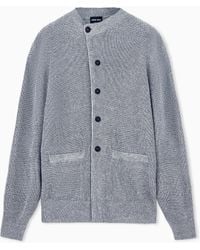 Giorgio Armani - Cardigan Regular Fit Ribbed Linen Cotton Cashmere Silk - Lyst