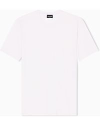 Giorgio Armani - Camiseta De Cuello Redondo En Punto De Algodón - Lyst