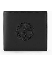 Giorgio Armani - Leather Bifold Wallet With Coin Purse With Embroidered Logo - Lyst