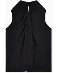 Giorgio Armani - Silk Double Georgette Blouse With Front Knot - Lyst