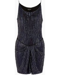Giorgio Armani - Short Silk Dress With Crystal Embroidery - Lyst