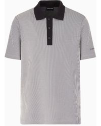 Giorgio Armani - Striped Viscose And Cotton Jacquard Polo Shirt - Lyst