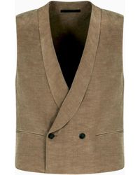 Giorgio Armani - Double-Breasted Linen And Lyocell Waistcoat - Lyst