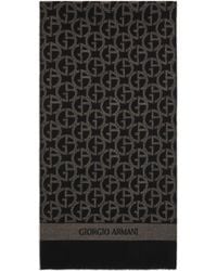 Giorgio Armani - Wool Scarf With Jacquard Monogram - Lyst