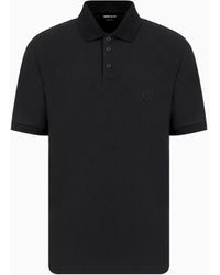 Giorgio Armani - Poloshirt Aus Elastischem Baumwollpikee - Lyst