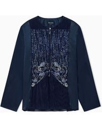 Giorgio Armani - Silk Blouse With Embroidered Plastron And Sheer Sleeves - Lyst