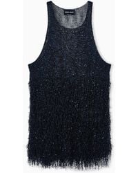 Giorgio Armani - Lurex Jersey Top With Fringes - Lyst