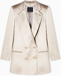 Giorgio Armani - Double-Breasted Silk Satin Jacket - Lyst
