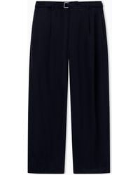 Giorgio Armani - Cupro Basketweave Single-Pleat Trousers - Lyst