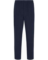 Giorgio Armani - Cupro And Viscose Flat-Front Trousers With A Micro Chevron Motif - Lyst