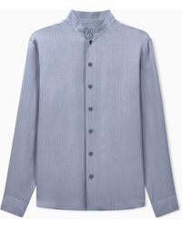 Giorgio Armani - Shirt Regular Fit Viscose Silk Chevron Jacquard Iridescent - Lyst