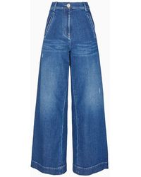 Giorgio Armani - Denim Collection Wide-leg Trousers In Stretch Cotton Denim - Lyst