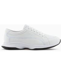 Giorgio Armani - Deerskin And Leather Sneakers - Lyst
