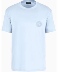 Giorgio Armani - T-shirt Girocollo In Interlock Di Puro Cotone - Lyst