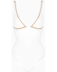 Giorgio Armani - One-piece Swimsuit With Tulle Details - Lyst