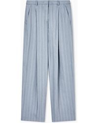 Giorgio Armani - Hose Mit Einer Bundfalte Aus Leinen Und Seide Mit Nadelstreifen - Lyst