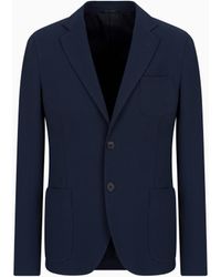 Giorgio Armani - Single-Breasted, Stretch Plain-Knit Wool Seersucker Jacket - Lyst