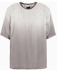 Giorgio Armani - T-shirt Im Hemdstil Aus Seide Mit Print - Lyst