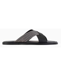 Giorgio Armani - Leather Sandals With Two-toned Tape - Lyst