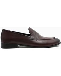 Giorgio Armani - Classic Calf Leather Penny Loafers - Lyst