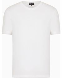 Giorgio Armani - Stretch Viscose Jersey V-neck Icon T-shirt - Lyst