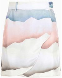 Giorgio Armani - Asv Printed Habotai Silk Short Skirt - Lyst