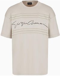 Giorgio Armani - Camiseta De Cuello Redondo En Punto De Algodón Orgánico Asv - Lyst