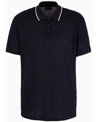 Giorgio Armani - Short-sleeved Polo Shirt In Silk, Linen And Cotton Jersey - Lyst