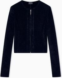 Giorgio Armani - Blazer Jackets Slim Fit Chenille Crew Neck Metal Zip - Lyst